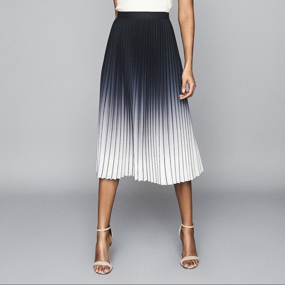 Maje pleaded dress ombré blue midi skirt